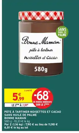 Intermarché Hyper BONNE MAMAN Pâte à tartiner noisettes et cacao sans huile de palme offre