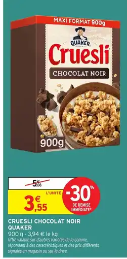 Intermarché Hyper QUAKER Cruesli chocolat noir offre