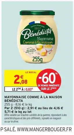 Intermarché Hyper BÉNÉDICTA Mayonnaise comme à la maison offre