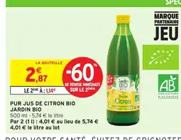Intermarché Hyper JARDIN BIO Pur jus de citron bio offre