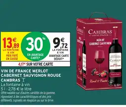 Intermarché Hyper CAMBRAS Vin de france merlot cabernet sauvignon rouge offre