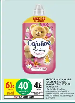Intermarché Hyper CAJOLINE Adoucissant liquide fleur de tiaré & pivoine x88 lavages offre