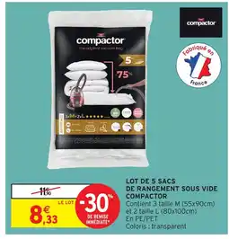 Intermarché Hyper COMPACTOR Lot de 5 sacs de rangement sous vide offre