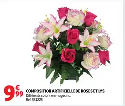 Auchan Composition artificielle de roses et lys offre