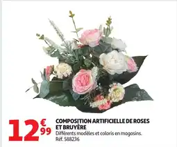 Auchan Composition artificielle de roses et bruyère offre