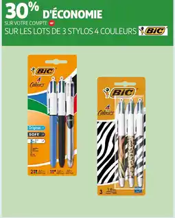 Auchan BIC Sur les lots de 3 stylos 4 couleurs offre