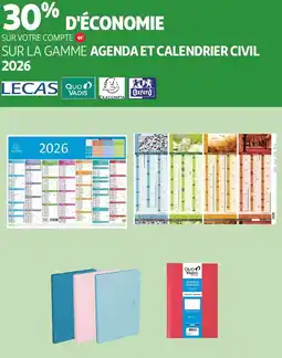 Auchan Sur la gamme agenda et calendrier civil 2026 offre