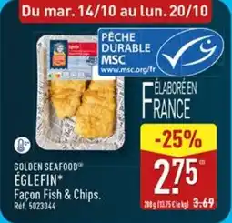 ALDI GOLDEN SEAFOOD Églefin façon fish & chips. offre
