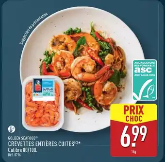 ALDI GOLDEN SEAFOOD Crevettes entières cuites offre