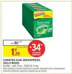 Intermarché CHEWING GUM GREENFRESH HOLLYWOOD offre