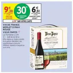 Intermarché VIN DE FRANCE MERLOT SYRAH ROUGE offre