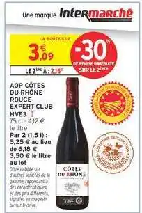 Intermarché AOP CÔTES DU RHÔNE ROUGE EXPERT CLUB HVE3 offre