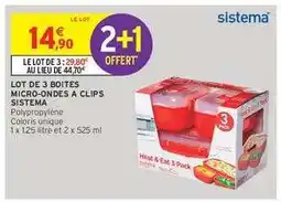 Intermarché LOT DE 3 BOITES MICRO-ONDES A CLIPS SISTEMA offre