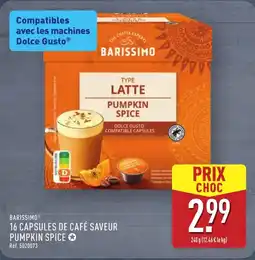 ALDI BARISSIMO 16 capsules de café saveur pumpkin spice offre
