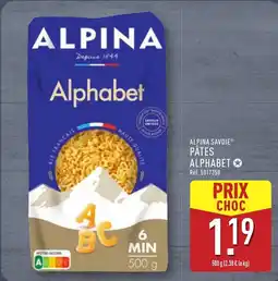 ALDI ALPINA Savoie pâtes alphabet offre