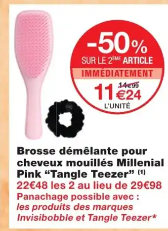 Brosse Démêlante pour cheveux mouilles millenial pink tangle teezer