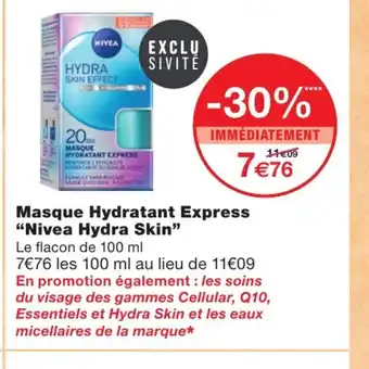 Monoprix Masque hydratant express nivea htdra skin offre