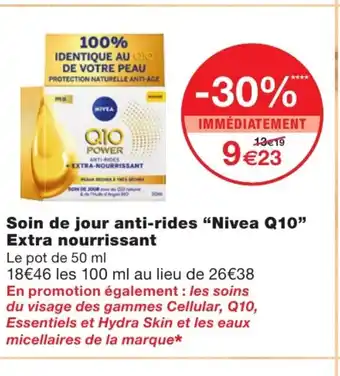 Monoprix Soin de jour anti-rides nivea q10 extra nourrissant offre