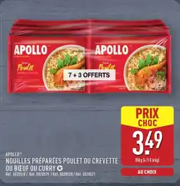 ALDI APOLLO Nouilles préparées poulet ou crevette ou bœuf ou curry offre
