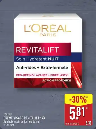 ALDI L'ORÉAL Crème visage revitalift offre