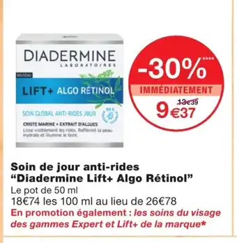 Monoprix Soin de jour anti-rides diadermic lift+algo retinol offre