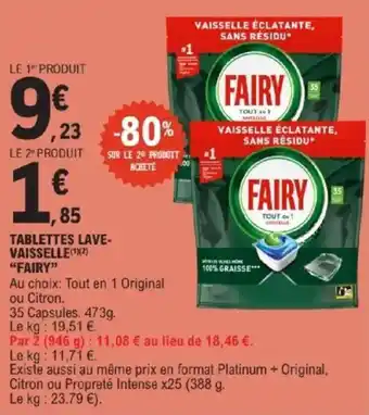 E.Leclerc Tablettes lave vaisselle fairy offre