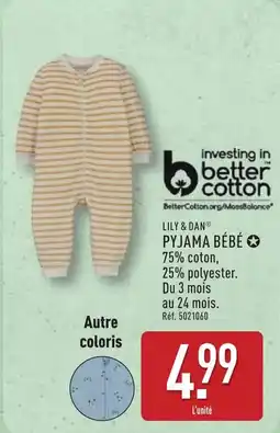 ALDI LILY & DAN Pyjama bébé offre