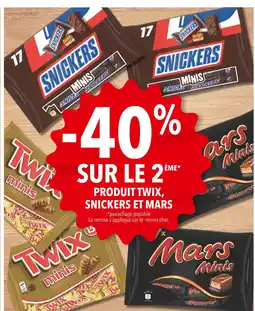 Supeco Twix / Snickers / Mars -40% sur le 2ème produit Twix, Snickers et Mars offre