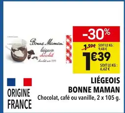 Supeco Bonne Maman Liégeois Chocolat offre