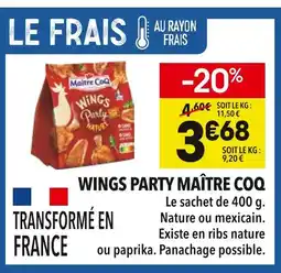 Supeco Maître Coq Wings Party offre