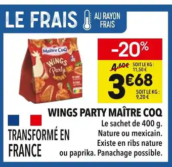 Supeco Maître Coq Wings Party offre