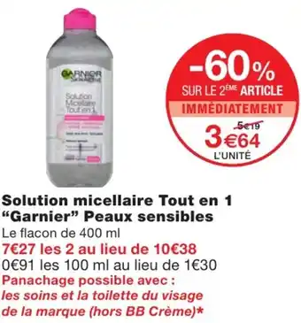 Monoprix Solution micellaire tout en 1 garnier peaux sensibles offre