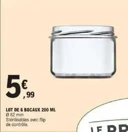 E.Leclerc Lot de 6 bocaux 200 ml offre