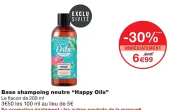 Monoprix Base shampoing neutre happy oil offre