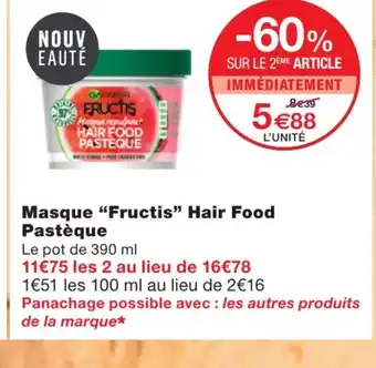 Monoprix Masque fructis hair food offre