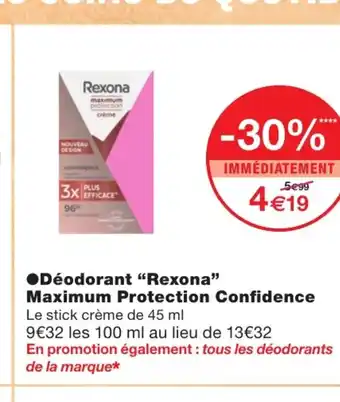 Monoprix Déodorant rexona offre