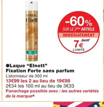 Monoprix Laque elnett fixation forte sans parfum offre