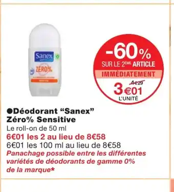 Monoprix Déodorant sanex offre