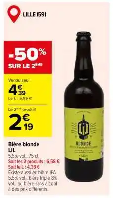 Carrefour BIÈRE BLONDE LIL offre