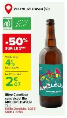 Carrefour Bière Caméléon sans alcool Bio MOULINS D'ASCQ offre