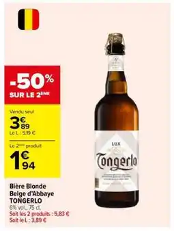 Carrefour Bière Blonde Belge d'Abbaye TONGERLO offre