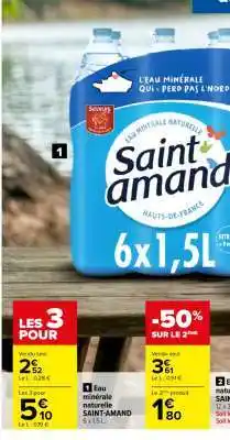 Carrefour Eau minérale naturelle SAINT AMAND 6 x 1.5 L offre
