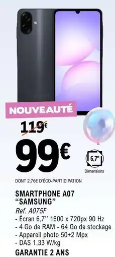 E.Leclerc SMARTPHONE A07 “SAMSUNG” offre