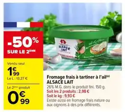 Carrefour Fromage frais à tartiner à l’ail ALSACE LAIT offre