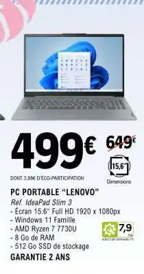 E.Leclerc PC PORTABLE LENOVO offre