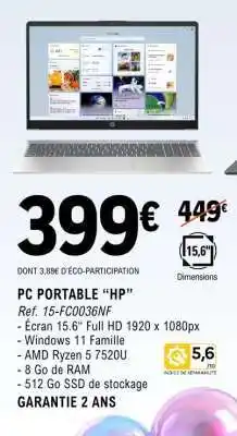 E.Leclerc PC PORTABLE HP offre