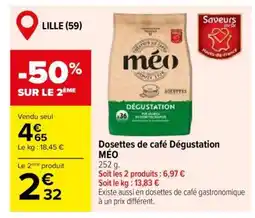 Carrefour Dosettes de café Dégustation MÉO offre