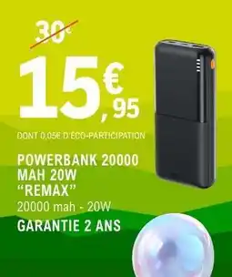 E.Leclerc POWERBANK 20000 MAH 20W “REMAX” offre