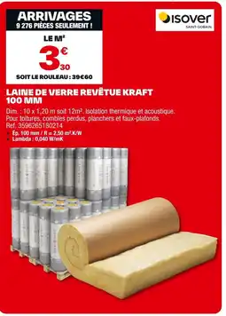 Brico Dépôt ISOVER Laine de verre revêtue kraft 100 mm offre