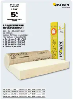 Brico Dépôt ISOVER Laine de verre revêtue kraft offre